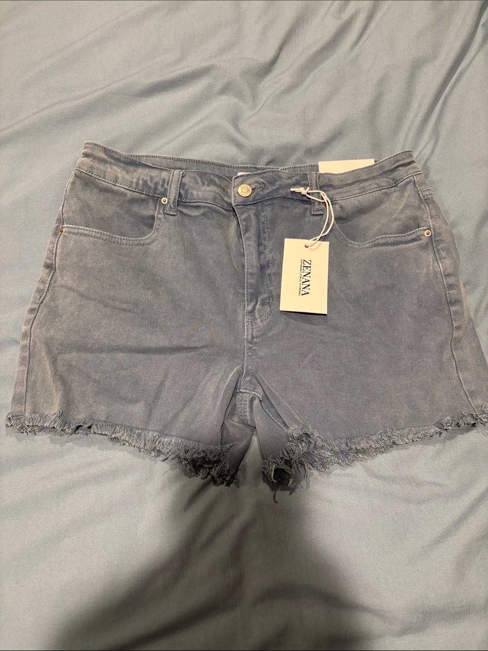 NWT Dusty Teal Zenana Denim Shorts